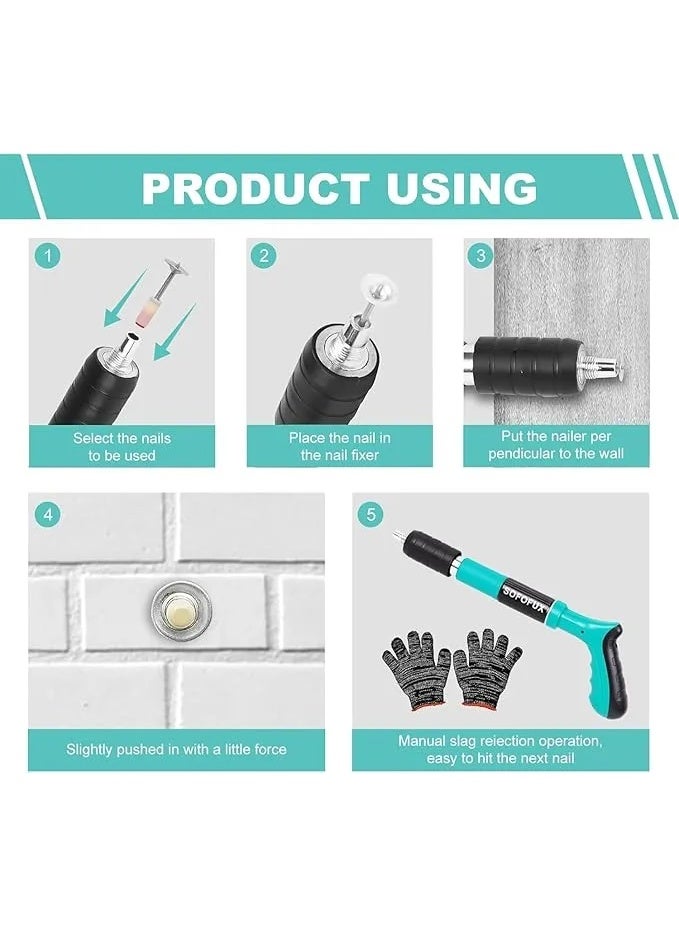 Professional Concrete Nail Gun Kit - Manual Power Actuated Tool for Steel & Masonry Fixing, Heavy Duty Direct Fastening System with Ergonomic Handle, Carry Case & Safety Accessories - Image 3